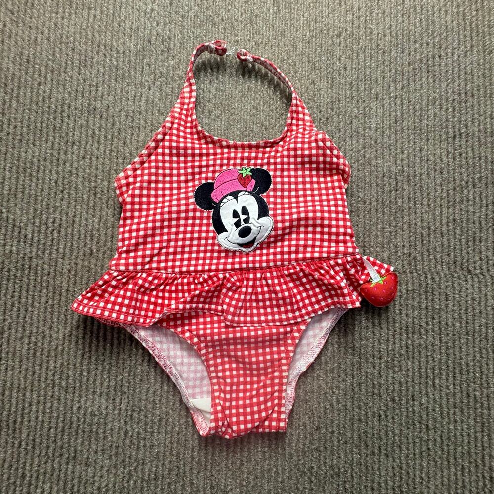Vintage Minnie Mouse 18 month Red Gingham One Piece Swimsuit